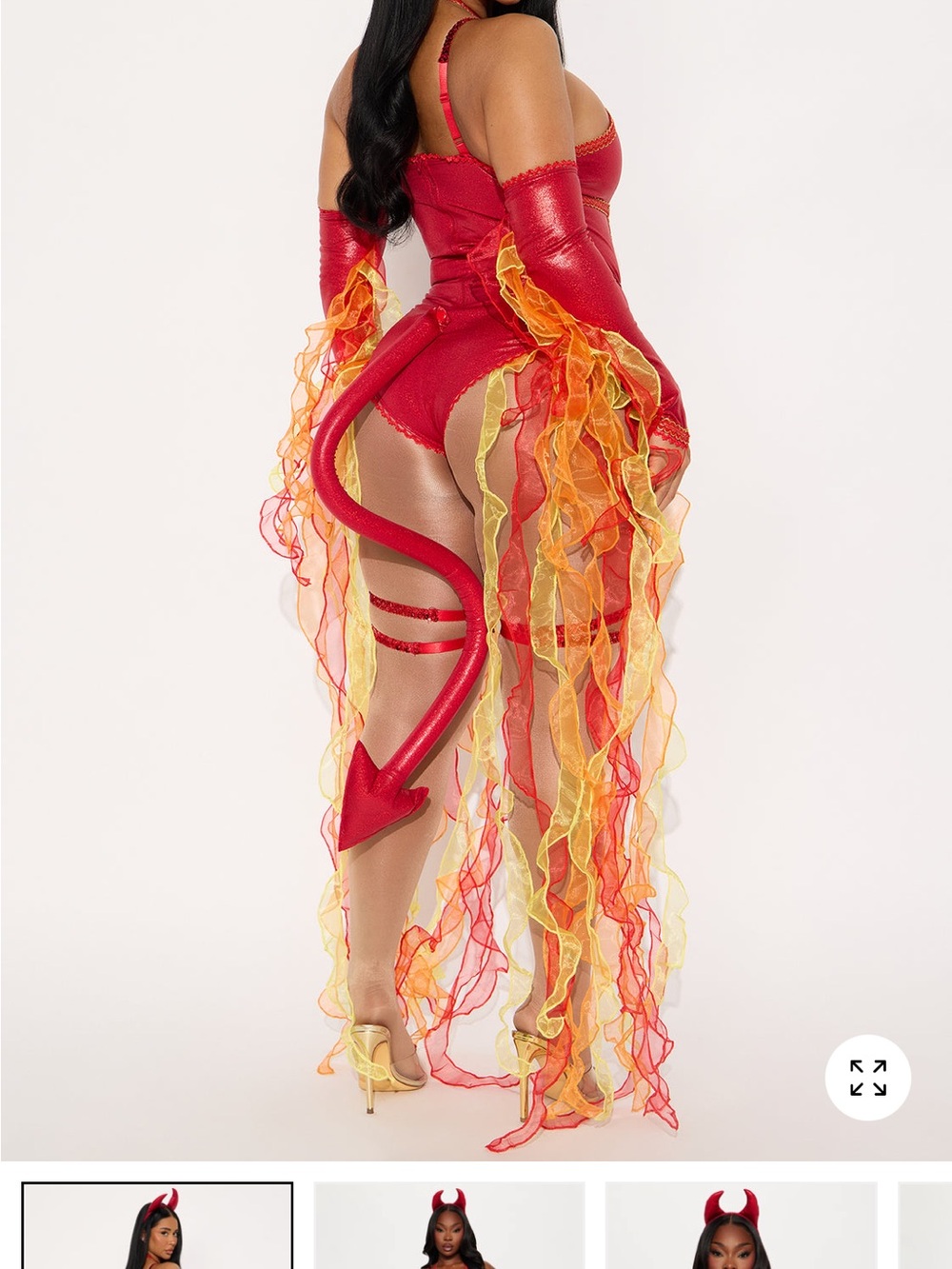 Red Flame Ruffle Chaps Jumpsuit - Picture 2 of 3